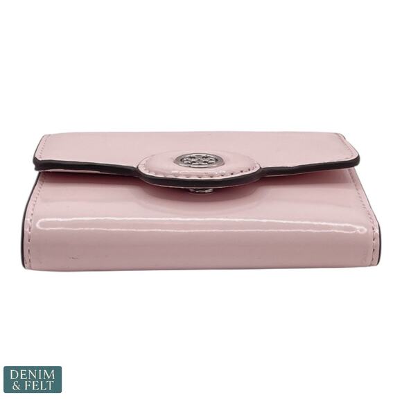 NEW Tory Burch Small Robinson Spazzolato Wallet Powder Pink Patent Leather - Picture 6 of 14